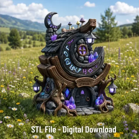 Moonlit Mystic Cottage STL File for 3D Print