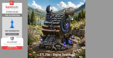 Moonlit Mystic Cottage STL File for 3D Print