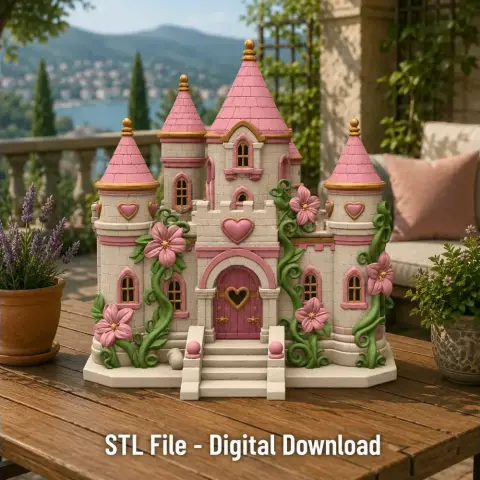 Enchanted Heart Blossom Castle STL File for 3D Print