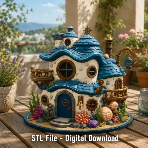 Seaside Fantasy Cottage STL File for 3D Print