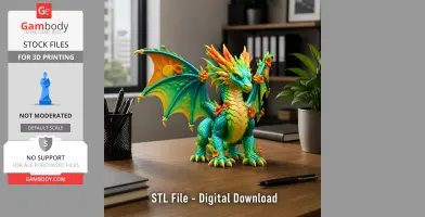 Summer Bloom Dragon STL File for 3D Print