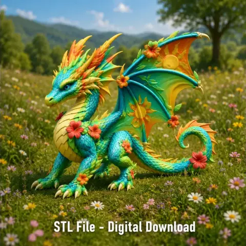 Summer Bloom Dragon STL File for 3D Print