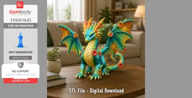 Summer Bloom Dragon STL File for 3D Print