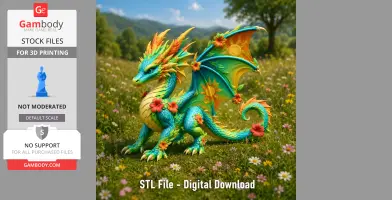 Summer Bloom Dragon STL File for 3D Print
