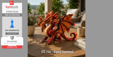 Autumn Ember Dragon STL File for 3D Print
