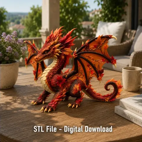 Autumn Ember Dragon STL File for 3D Print