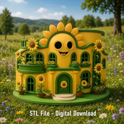 Happy Sunflower House STL File for 3D Print