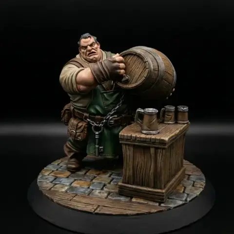 FREE NPC Barkeep Fantasy Miniatures 32mm STL for TTRPG