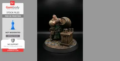 FREE NPC Barkeep Fantasy Miniatures 32mm STL for TTRPG