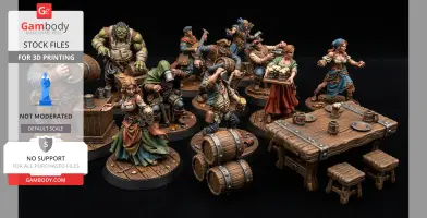 FREE NPC Barkeep Fantasy Miniatures 32mm STL for TTRPG