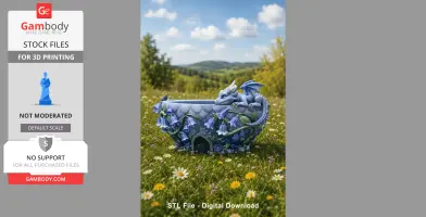 Baby Dragon Flower Bowl STL File for 3D Print