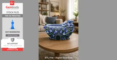 Baby Dragon Flower Bowl STL File for 3D Print