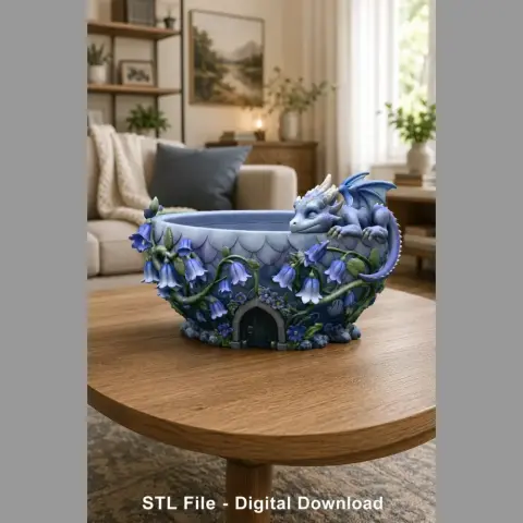 Baby Dragon Flower Bowl STL File for 3D Print