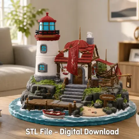 Lighthouse Harbor House STL File for 3D Print