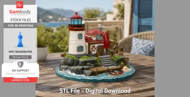 Lighthouse Harbor House STL File for 3D Print