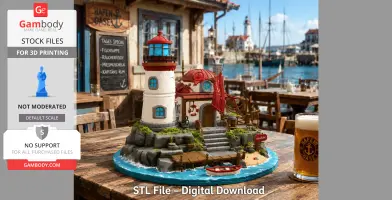 Lighthouse Harbor House STL File for 3D Print