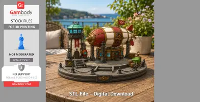 Steampunk Airship Station STL File for 3D Print
