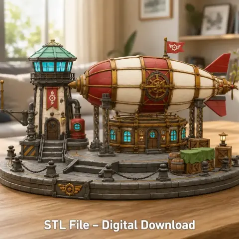 Steampunk Airship Station STL File for 3D Print