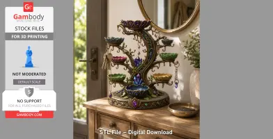 Enchanted Crystal Jewelry Tree STL File for 3D Print