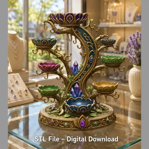 Enchanted Crystal Jewelry Tree STL File for 3D Print