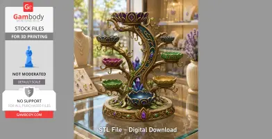 Enchanted Crystal Jewelry Tree STL File for 3D Print