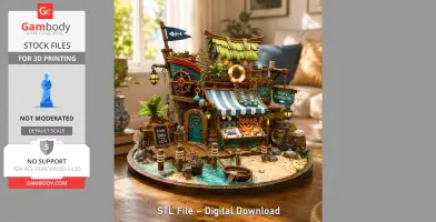 Floating Fish Market Boat STL File for 3D Print
