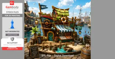 Floating Fish Market Boat STL File for 3D Print
