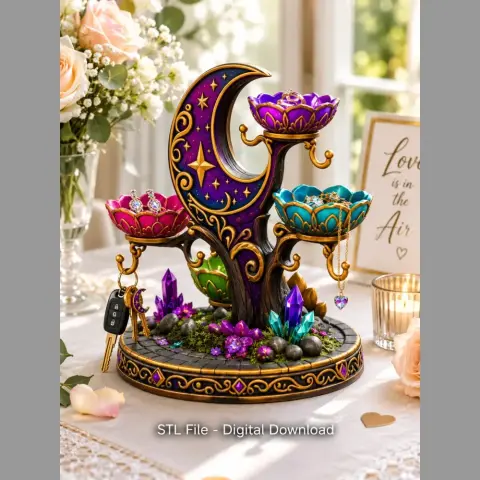 Celestial Moon Jewelry & Key Organizer STL File for 3D Print