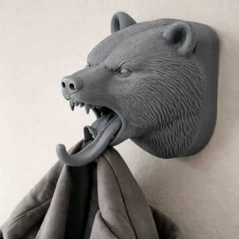 Bear Head Wall Hanger Coat and Key Holder Hook