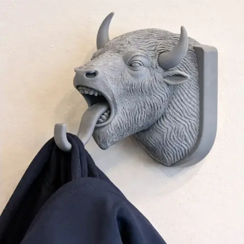 Bison Head Wall Hanger Coat and Key Holder Hook