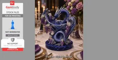 Midnight Wisteria Dragon Bowl STL File for 3D Print