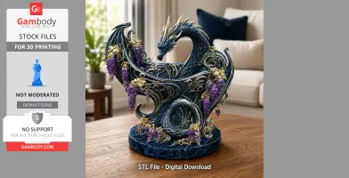 Midnight Wisteria Dragon Bowl STL File for 3D Print