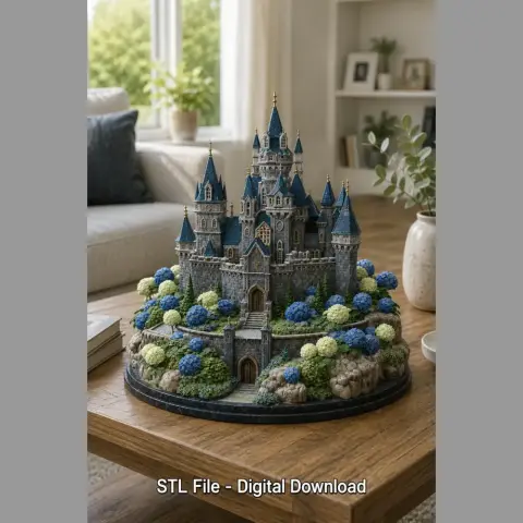 Enchanted Blue Castle STL File for 3D Print