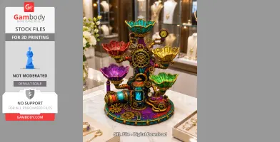 Steampunk Lotus Jewelry Organizer STL File for 3D Print