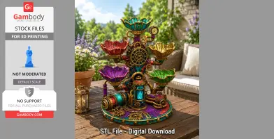 Steampunk Lotus Jewelry Organizer STL File for 3D Print