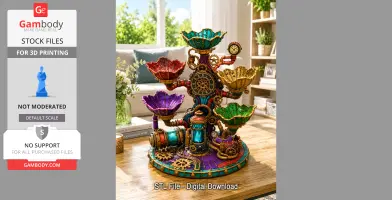 Steampunk Lotus Jewelry Organizer STL File for 3D Print