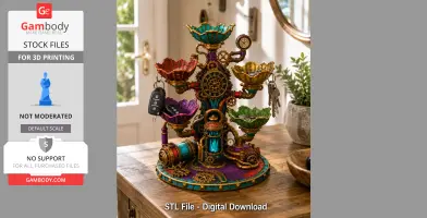 Steampunk Lotus Jewelry Organizer STL File for 3D Print