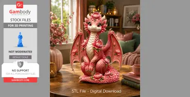 Rosé Bloom Dragon STL File for 3D Print