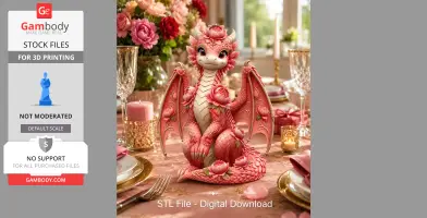 Rosé Bloom Dragon STL File for 3D Print