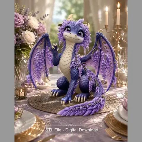 Wisteria Blossom Dragon STL File for 3D Print