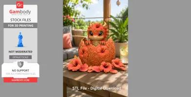 Hibiscus Hatchling Dragon STL File for 3D Print
