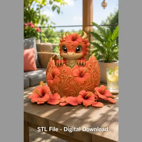 Hibiscus Hatchling Dragon STL File for 3D Print