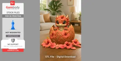 Hibiscus Hatchling Dragon STL File for 3D Print