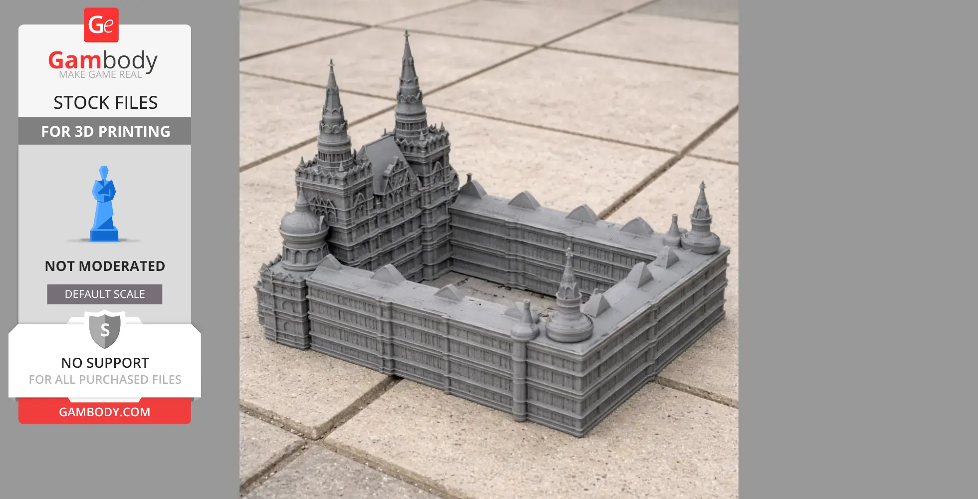 3D printed model of a Kremlin-like structure with towers and detailed architectural features.