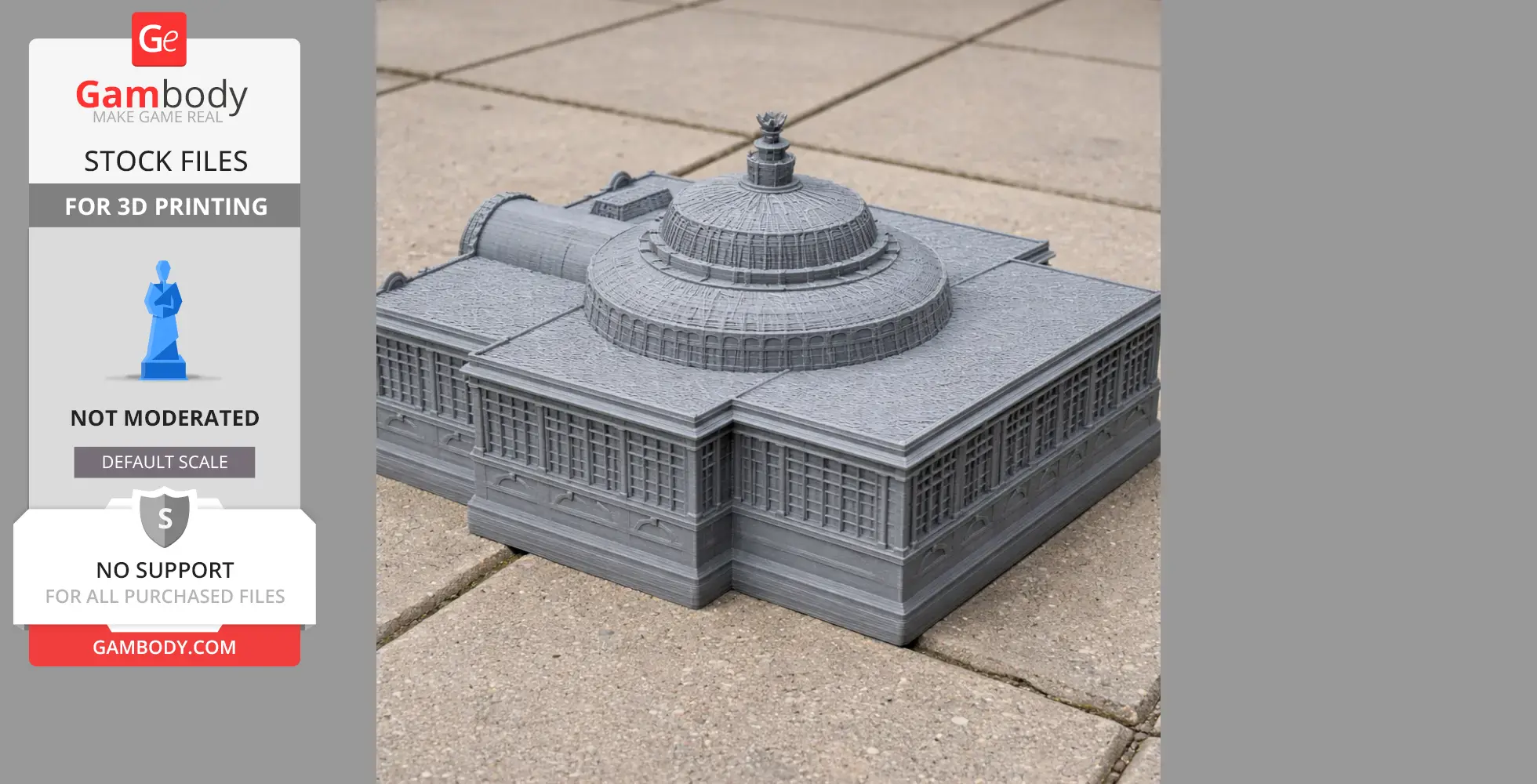 3D printed model of Palacio de Bellas Artes with a detailed dome and architectural features on a tiled surface.