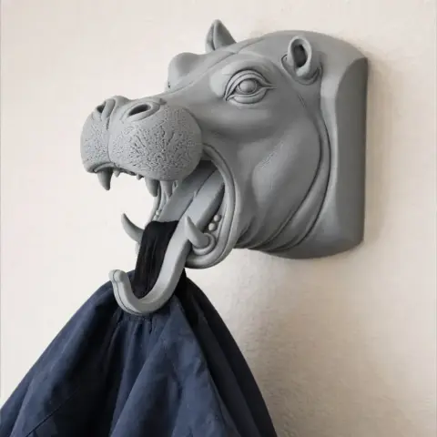 Hippopotamus Head Wall Hanger Coat and Key Holder Hook