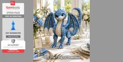 Azure Blossom Dragon STL File for 3D Print