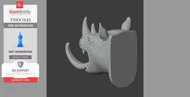 Rhino Head Wall Hanger Coat and Key Holder Hook