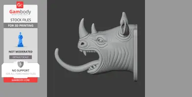 Rhino Head Wall Hanger Coat and Key Holder Hook
