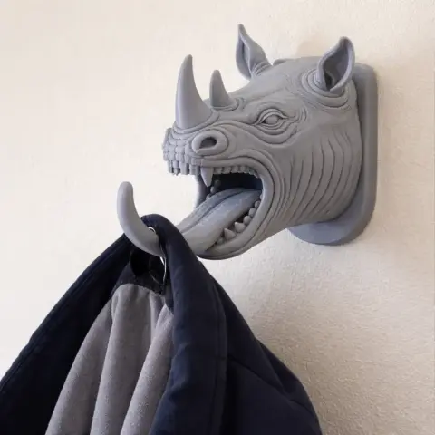 Rhino Head Wall Hanger Coat and Key Holder Hook